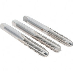 Cle-Line - 1/4-28 UNF, 4 Flute, Bottoming, Plug & Taper, Bright Finish, High Speed Steel Tap Set - Right Hand Cut, 2-1/2" OAL, 1" Thread Length, Series 0404 - Exact Tooling