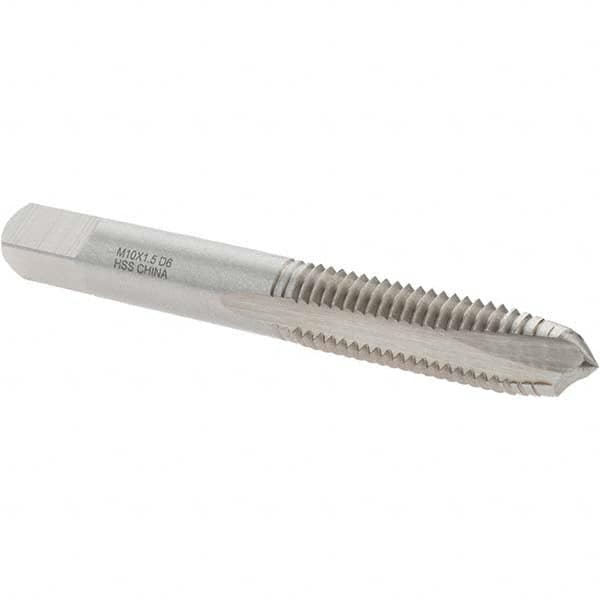 Cle-Force - M10x1.50 Metric Coarse, 3 Flute, Bright Finish, High Speed Steel Spiral Point Tap - Plug Chamfer, Right Hand Thread, 2-15/16" OAL, 1-1/4" Thread Length, 9.68mm Shank Diam, Series 1694M - Exact Tooling