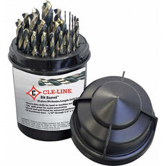 Cle-Force - 1/16 to 1/2", 135° Point, Oxide/Gold Finish, High Speed Steel Maintenance Length Drill Bit Set - Exact Tooling