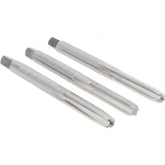 Cle-Line - #10-32 UNF, 4 Flute, Bottoming, Plug & Taper, Bright Finish, High Speed Steel Tap Set - Right Hand Cut, 2-3/8" OAL, 7/8" Thread Length, Series 0404 - Exact Tooling