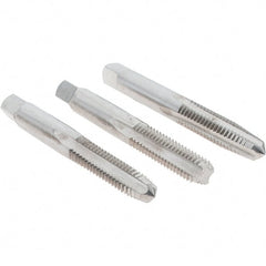 Cle-Line - 5/16-18 UNC, 4 Flute, Bottoming, Plug & Taper, Bright Finish, High Speed Steel Tap Set - Right Hand Cut, 2-23/32" OAL, 1-1/8" Thread Length, Series 0404 - Exact Tooling