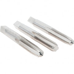 Cle-Line - 3/8-16 UNC, 4 Flute, Bottoming, Plug & Taper, Bright Finish, High Speed Steel Tap Set - Right Hand Cut, 2-15/16" OAL, 1-1/4" Thread Length, Series 0404 - Exact Tooling