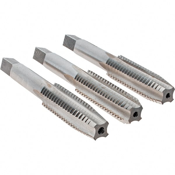 Cle-Line - 1/2-13 UNC, 4 Flute, Bottoming, Plug & Taper, Bright Finish, High Speed Steel Tap Set - Right Hand Cut, 3-3/8" OAL, 1-21/32" Thread Length, Series 0404 - Exact Tooling