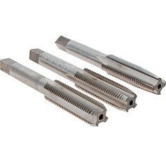 Cle-Line - 7/16-20 UNF, 4 Flute, Bottoming, Plug & Taper, Bright Finish, High Speed Steel Tap Set - Right Hand Cut, 3-5/32" OAL, 1-7/16" Thread Length, Series 0404 - Exact Tooling