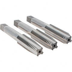 Cle-Line - 9/16-12 UNC, 4 Flute, Bottoming, Plug & Taper, Bright Finish, High Speed Steel Tap Set - Right Hand Cut, 3-19/32" OAL, 1-21/32" Thread Length, Series 0404 - Exact Tooling
