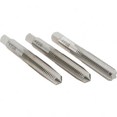 Cle-Line - M10x1.50 Metric, 4 Flute, Bottoming, Plug & Taper, Bright Finish, High Speed Steel Tap Set - Right Hand Cut, 2-15/16" OAL, 1-1/4" Thread Length, Series 0404 - Exact Tooling