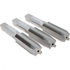 Cle-Line - M16x2.00 Metric, 4 Flute, Bottoming, Plug & Taper, Bright Finish, High Speed Steel Tap Set - Right Hand Cut, 3-51/64" OAL, 1-13/16" Thread Length, Series 0404 - Exact Tooling