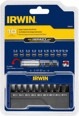 Irwin - 10 Piece, Screwdriver Insert Bit Set - 3 to 14 Slotted & Magnetic Bit Holder with C-Ring - Exact Tooling