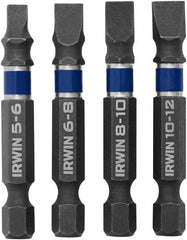 Irwin - 4 Piece, Bit Set - 1/4" Hex Drive, Slotted Point - Exact Tooling