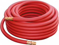 PRO-SOURCE - 1/4" ID x 0.51" OD 50' Long Oil Resistant Air Hose - MNPT x MNPT Ends, 300 Working psi, -40 to 212°F, 1/4" Fitting, Red - Exact Tooling