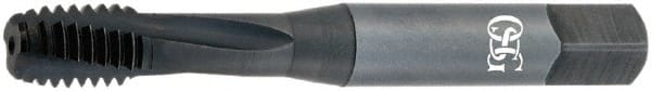 OSG - M10x1.50, 3 Flute, 15° Helix, Modified Bottoming Chamfer, Oxide Finish, Powdered Metal Spiral Flute STI Tap - Right Hand Flute, 3-3/8" OAL, 0.367" Shank Diam, 1-21/32" Thread Length, 6H Class of Fit, Series 345STI - Exact Tooling