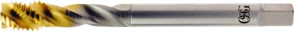 OSG - M2x0.40 2 Flute 6H Modified Bottoming Spiral Flute Tap - Vanadium High Speed Steel, TiN Finish, 45mm OAL, Right Hand Flute, Right Hand Thread, D3, Series 16455 - Exact Tooling