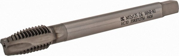 OSG - M12x1.75, 3 Flute, HR Finish, Powdered Metal Spiral Point Tap - Plug Chamfer, Right Hand Thread, 3-13/16" OAL, 1-13/16" Thread Length, 0.48" Shank Diam, 6H Class of Fit, Series 338NI - Exact Tooling