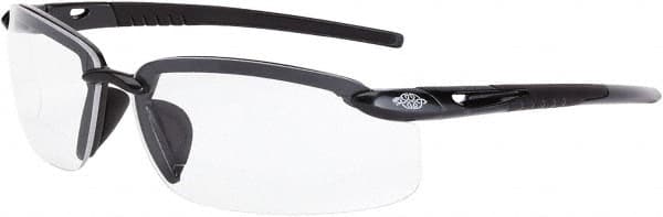 CrossFire - +2, Smoke Gray Lenses, Scratch Resistant, Frameless Magnifying Safety Glasses - UV Protection - Exact Tooling
