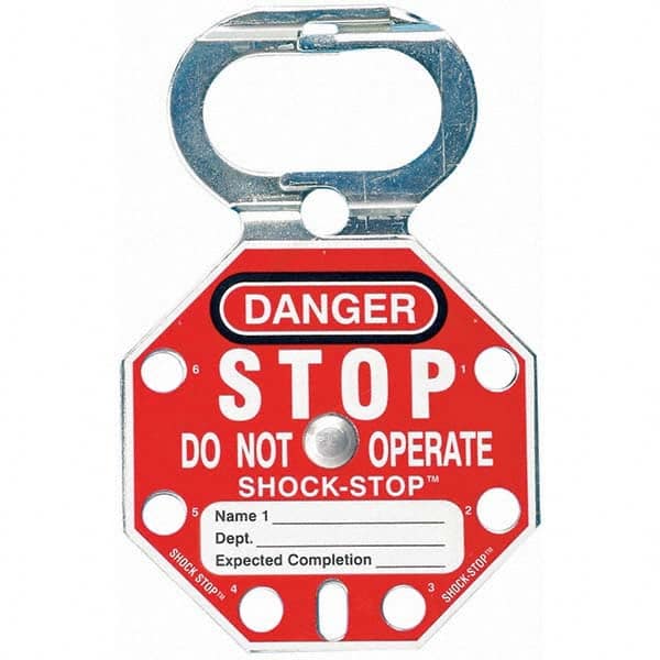 Brady - 1 5-Piece Single Jaw 1.181" Jaw Diam 6 Padlock Steel Lockout Hasp - Exact Tooling