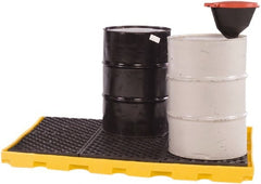 UltraTech - 66 Gal Sump, 9,000 Lb Capacity, 6 Drum, Polyethylene Spill Deck or Pallet - 75" Long x 50" Wide x 5" High, Low Profile, 2 x 3 Drum Configuration - Exact Tooling