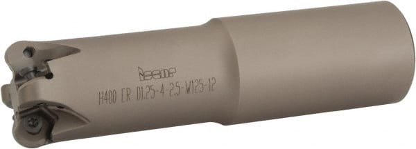 Iscar - 1-1/4" Cutting Diam, 1-1/4" Shank Diam, Straight Shank Indexable Copy End Mill - 4 Inserts, H400 RNHU 1205 Insert, H400, ER-12 Toolholder, Through Coolant - Exact Tooling