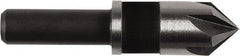 Irwin - 3/8" Head Diam, 1/4" Shank Diam, 5 Flute 82° High Speed Steel Countersink - Oxide Finish, 1-5/8" OAL, Single End, Straight Shank, Right Hand Cut - Exact Tooling