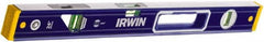 Irwin - Magnetic 24" Long 3 Vial Box Beam Level - Aluminum, Blue/Yellow, 1 Level & 2 Plumb Vials - Exact Tooling