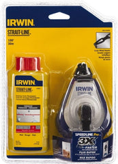 Irwin - 100' Long Reel & Chalk Set - Red, Includes (1) 4 oz Permanent Red Chalk (3.5:1) & (1) SPEEDLINE Pro Chalk Reel - Exact Tooling