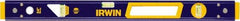 Irwin - 24" Long 3 Vial Box Beam Level - Aluminum, Blue/Yellow, 1 Level & 2 Plumb Vials - Exact Tooling