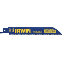 Irwin Blades - 6" Long, Bi-Metal Reciprocating Saw Blade - Straight Profile, 18 TPI, Toothed Edge, Tang Shank - Exact Tooling