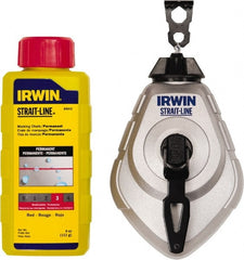 Irwin - 100' Long Reel & Chalk Set - Red, Includes (1) 4 oz Permanent Red Chalk (6:1) & (1) MACH6 Chalk Reel - Exact Tooling