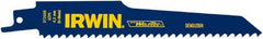 Irwin Blades - 6" Long, Bi-Metal Reciprocating Saw Blade - Tapered Profile, 6 TPI, Toothed Edge, Tang Shank - Exact Tooling