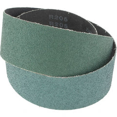 Made in USA - 2" Wide x 42" OAL, 60 Grit, Zirconia Alumina Abrasive Belt - Zirconia Alumina, Coarse, Coated, Y Weighted Cloth Backing, Wet/Dry - Exact Tooling