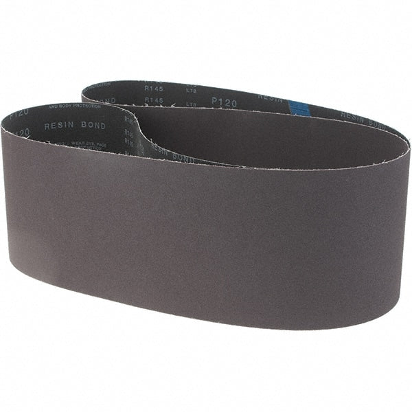 Made in USA - 6" Wide x 89" OAL, 120 Grit, Aluminum Oxide Abrasive Belt - Aluminum Oxide, Medium, Coated, X Weighted Cloth Backing - Exact Tooling