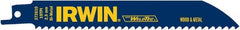 Irwin Blades - 6" Long, Bi-Metal Reciprocating Saw Blade - Straight Profile, 10 TPI, Toothed Edge, Tang Shank - Exact Tooling