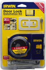 Irwin Blades - 7 Piece, 2-3/8" to 2-3/4" Saw Diam, Door-Lock Installation Hole Saw Kit - Carbon Steel, Includes 2 Hole Saws - Exact Tooling