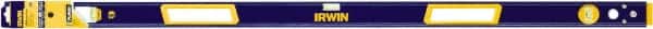 Irwin - Magnetic 48" Long 3 Vial Box Beam Level - Aluminum, Blue/Yellow, 1 Level & 2 Plumb Vials - Exact Tooling