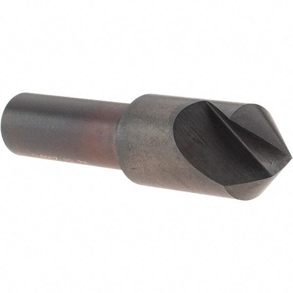 Melin Tool - 1/2" Head Diam, 3/8" Shank Diam, 1 Flute 82° High Speed Steel Countersink - Oxide Finish, 2" OAL, Single End, Straight Shank, Right Hand Cut - Exact Tooling