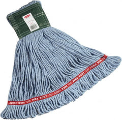 Rubbermaid - 1" Green Head Band, Medium Blended Fiber Loop End Mop Head - 4 Ply, Side Loading Connection - Exact Tooling