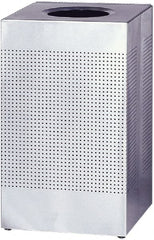 Rubbermaid - 20 Gal Silver Square Decorative Waste Receptacle With Top - Stainless Steel, 30" High x 476.25mm Long x 476.25mm Wide - Exact Tooling