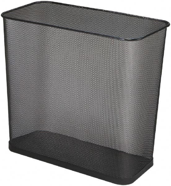 Rubbermaid - 7-1/2 Gal Black Rectangle Decorative Waste Receptacle With Top - Steel, 14" High x 16" Wide - Exact Tooling