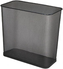 Rubbermaid - 7-1/2 Gal Black Rectangle Decorative Waste Receptacle With Top - Steel, 14" High x 16" Wide - Exact Tooling