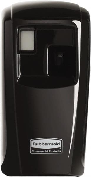 Rubbermaid - 0.012 Cu Ft Coverage, Black Metered Aerosol Dispenser - C Battery Required - Exact Tooling