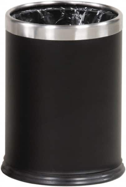 Rubbermaid - 3-1/2 Gal Black Round Decorative Waste Receptacle With Top - Steel, 318mm High - Exact Tooling