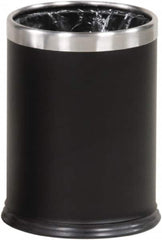 Rubbermaid - 3-1/2 Gal Black Round Decorative Waste Receptacle With Top - Steel, 318mm High - Exact Tooling