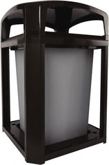 Rubbermaid - 35 Gal Brown Square Decorative Waste Receptacle With Top - Polycarbonate, 40" High x 660.4mm Long x 26" Wide - Exact Tooling