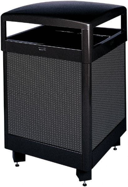 Rubbermaid - 48 Gal Black Square Decorative Waste Receptacle With Top - Steel, 40" High x 660.4mm Long x 26" Wide - Exact Tooling