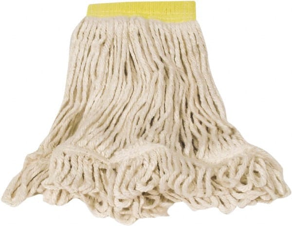 Rubbermaid - Yellow Head Band, Small Blended Fiber Loop End Mop Head - Clamp Jaw & Side Loading Connection - Exact Tooling