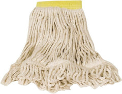 Rubbermaid - Yellow Head Band, Small Blended Fiber Loop End Mop Head - Clamp Jaw & Side Loading Connection - Exact Tooling