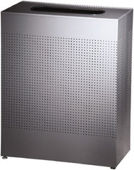 Rubbermaid - 22-1/2 Gal Silver Rectangle Decorative Waste Receptacle With Top - Steel, 30" High x 24" Long x 24" Wide - Exact Tooling
