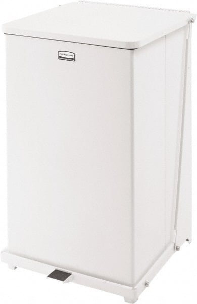 Rubbermaid - 40 Gal Square Unlabeled Trash Can - 30" High x 19" Long x 19" Wide, White, Steel - Exact Tooling