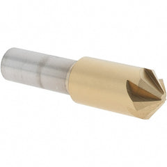 Melin Tool - 1/2" Head Diam, 3/8" Shank Diam, 6 Flute 100° Cobalt Countersink - TiN Finish, 2" OAL, Single End, Straight Shank, Right Hand Cut - Exact Tooling