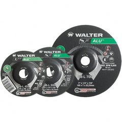 WALTER Surface Technologies - 24 Grit, 9" Wheel Diam, 1/4" Wheel Thickness, Type 27 Depressed Center Wheel - Aluminum Oxide, Resinoid Bond, 6,600 Max RPM - Exact Tooling
