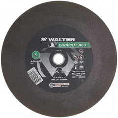 WALTER Surface Technologies - 12" 30 Grit Aluminum Oxide Cutoff Wheel - 3/32" Thick, 1" Arbor, 5,100 Max RPM, Use with Chop Saws - Exact Tooling